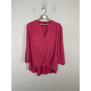 Cocomo Womens Shirt 3X Plus Pink Preppy Boho Coquette Beachy Valentines